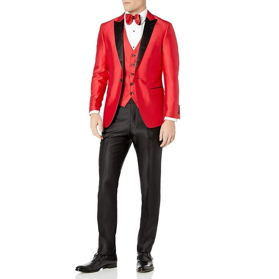 Adam Baker Mens 3-Piece Slim Fit Peak Lapel Formal Tuxedo Suit Set - Colors