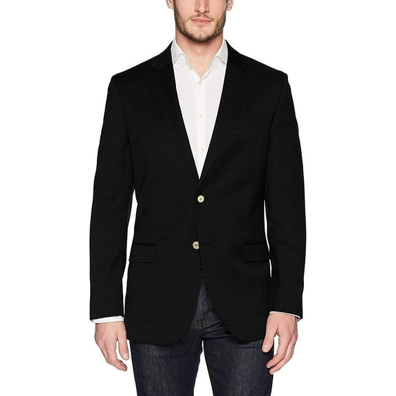 Adam Baker by Prontomoda Men's J400412S-400411 Classic Fit Super 140'S 100% Wool Luxury Blazer/Sport Coat - Black - 44R