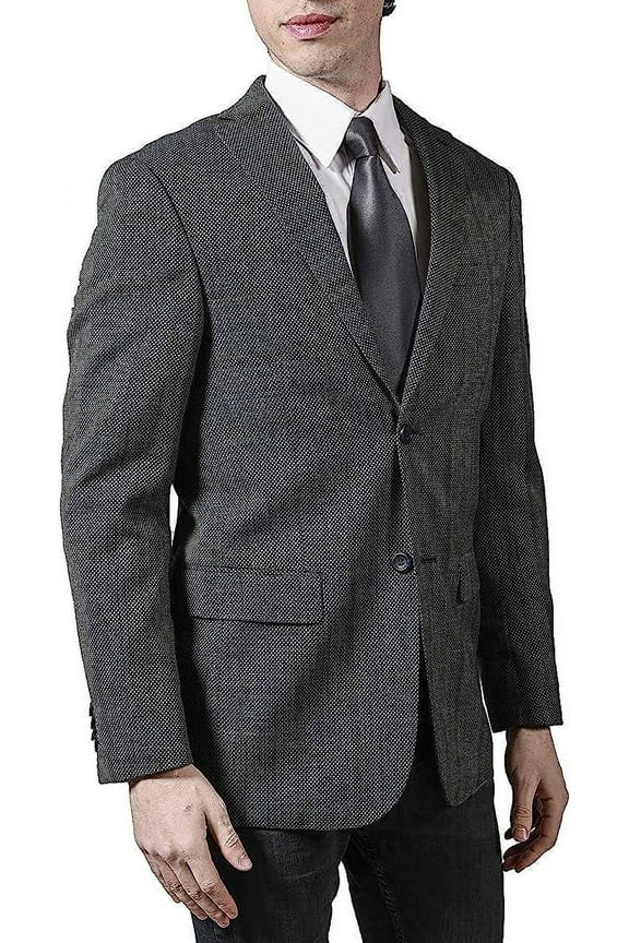 by Prontomoda Men's Single Breasted Classic Fit 100% Luxury Lamb's Wool Blazer/Sport Coat - Steel Plaid - 38S