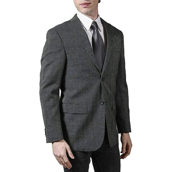 Adam Baker by Prontomoda Men's Single Breasted Classic Fit 100% Luxury Lamb's Wool Blazer/Sport Coat - Steel Plaid - 40L