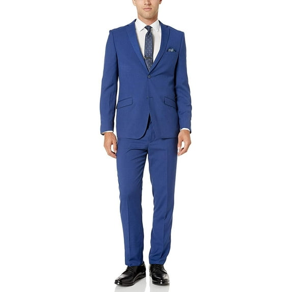 Adam Baker by West End Men's 910930 2-Piece Slim Fit End On End Suit- Powder Blue - 42L