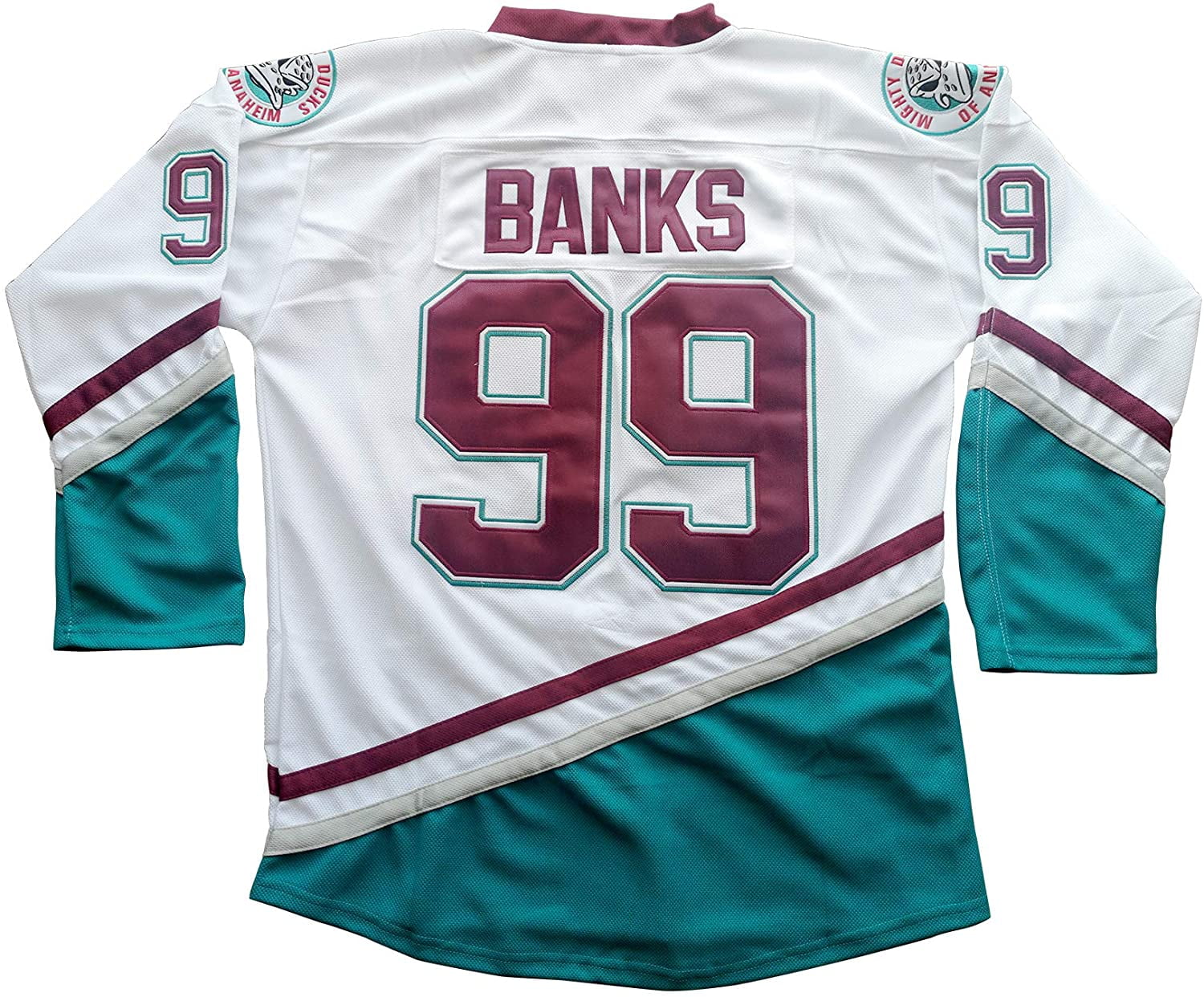 Throwback Movie Mighty Ducks #9 Adam Banks Hawks Team Hockey Jerseys  Stitched