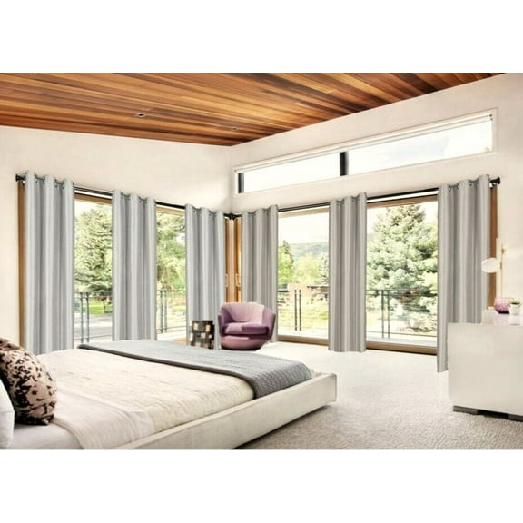 Adam Blackout Window Curtain Thermal Lined Drapes 1 Panel Silver Color 108" Long With Top Grommets for Bedroom Home Décor