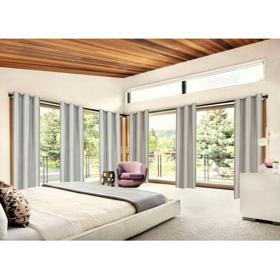 Adam Blackout Window Curtain Thermal Lined Drapes 1 Panel Silver Color 108" Long With Top Grommets for Bedroom Home Décor