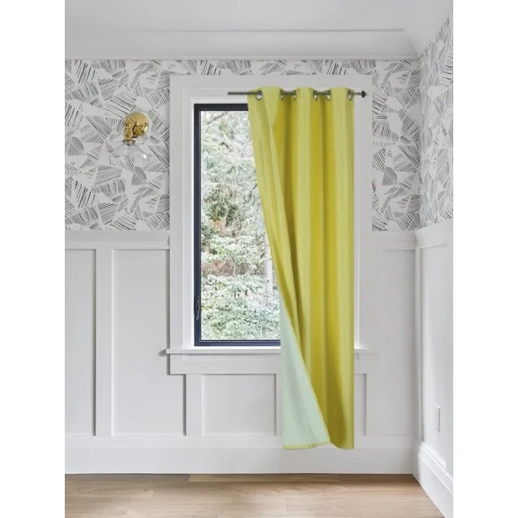Gorgeous Home Linen 1 Panel Blackout Window Curtain Bronze Grommets 37" Wide x 108" Length Yellow