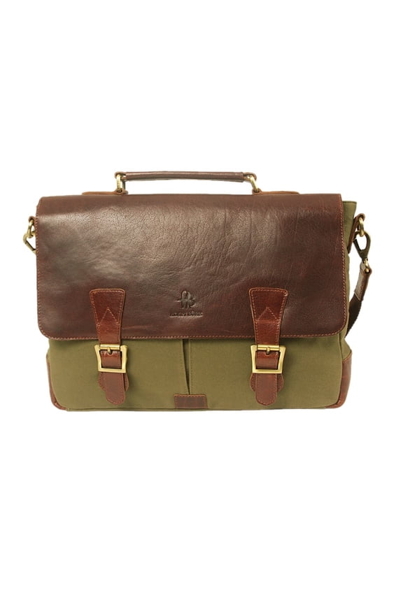 Adam Burk Leather Canvas Laptop Messenger Portfolio Shoulder Travel Bag Back to 18ABP10BR