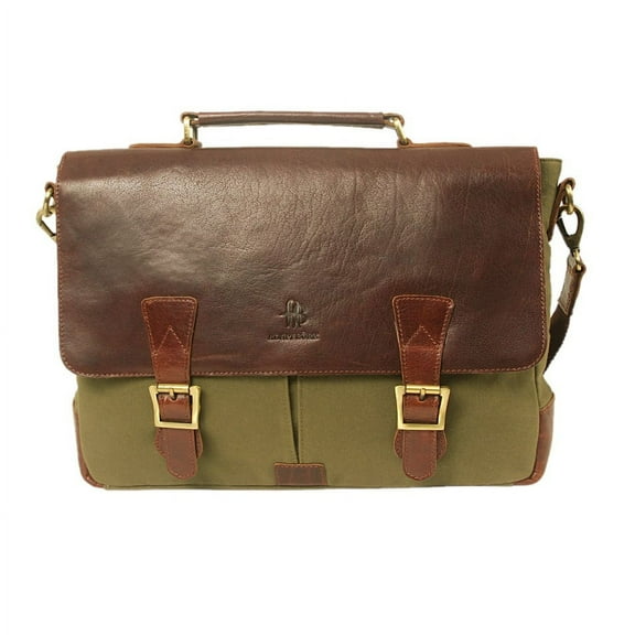 Adam Burk Leather Canvas Laptop Messenger Portfolio Shoulder Travel Bag Back to 18ABP10BR