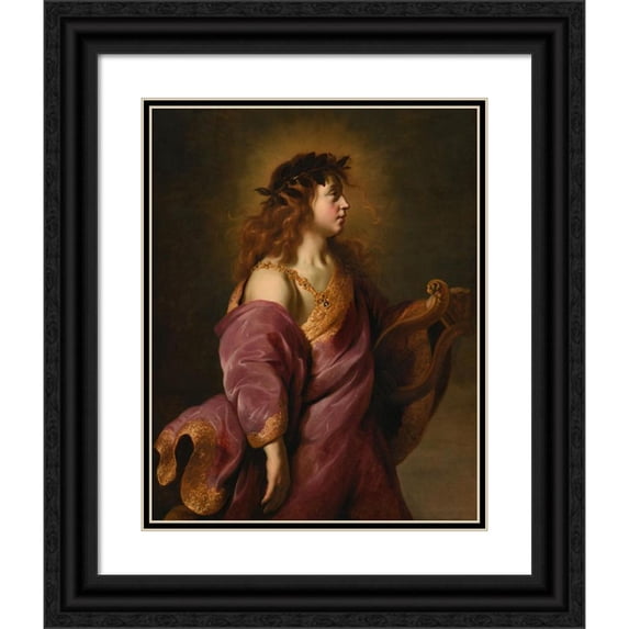 Adam Camerarius 15x18 Black Ornate Wood Framed Double Matted Museum Art Print Titled - Apollon (After 1640)