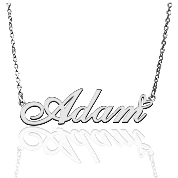 Adam Custom Name Necklace Customized Personalized Plated Name Necklace for Mother Daughter Friendship Women Valentine's Day Christmas Birthday New Year Silver