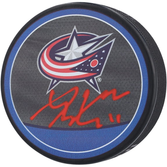 Adam Fantilli Columbus Blue Jackets Autographed Reverse Retro Puck - Fanatics Authentic Certified