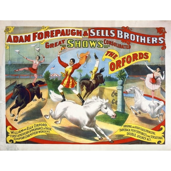Adam Forepaugh and Sells Brothers - The Oxfords - William And Ella Oxford Poster Print by Hollywood Photo Archive