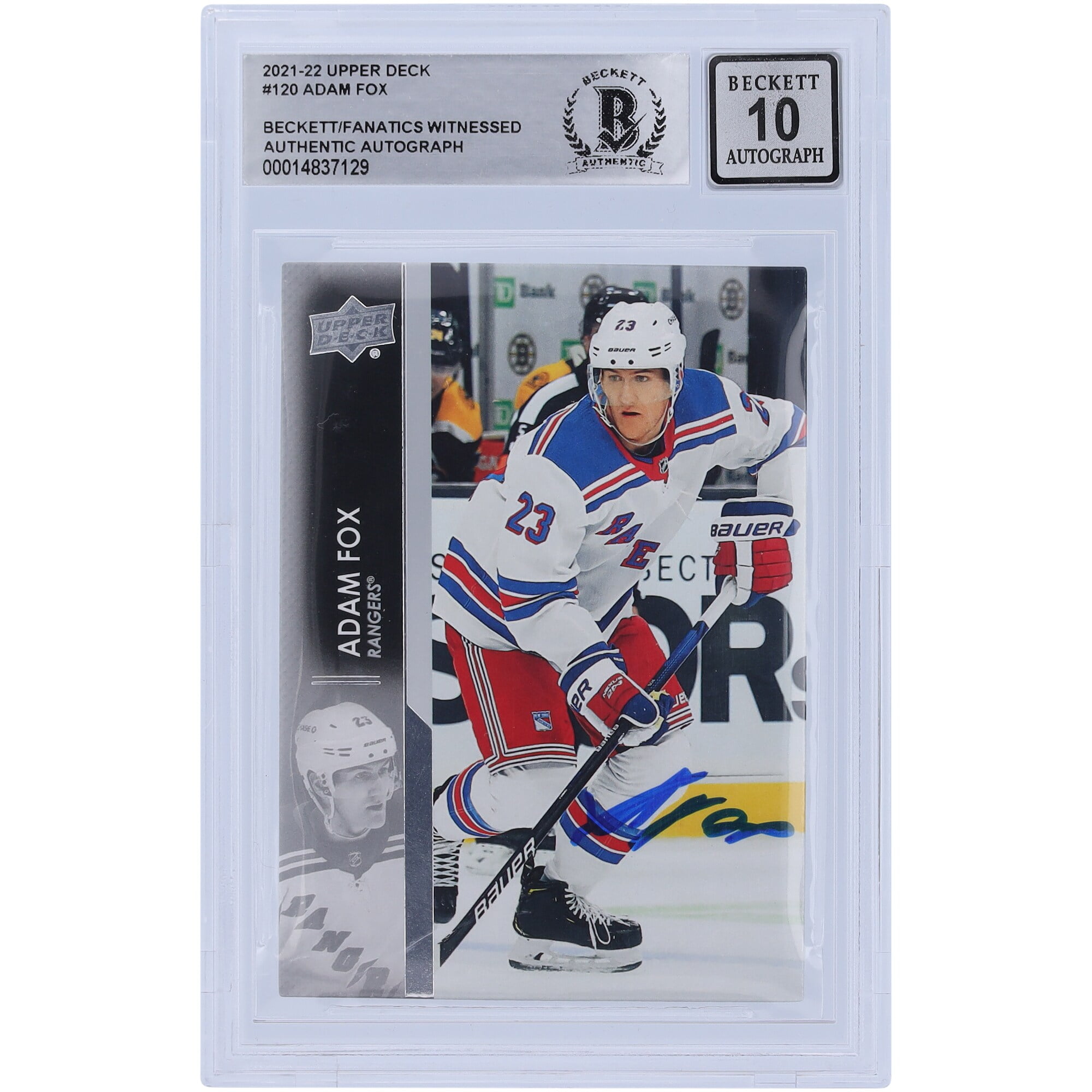 Adam Fox New York Rangers Autographed 202122 Upper Deck Series 1 120