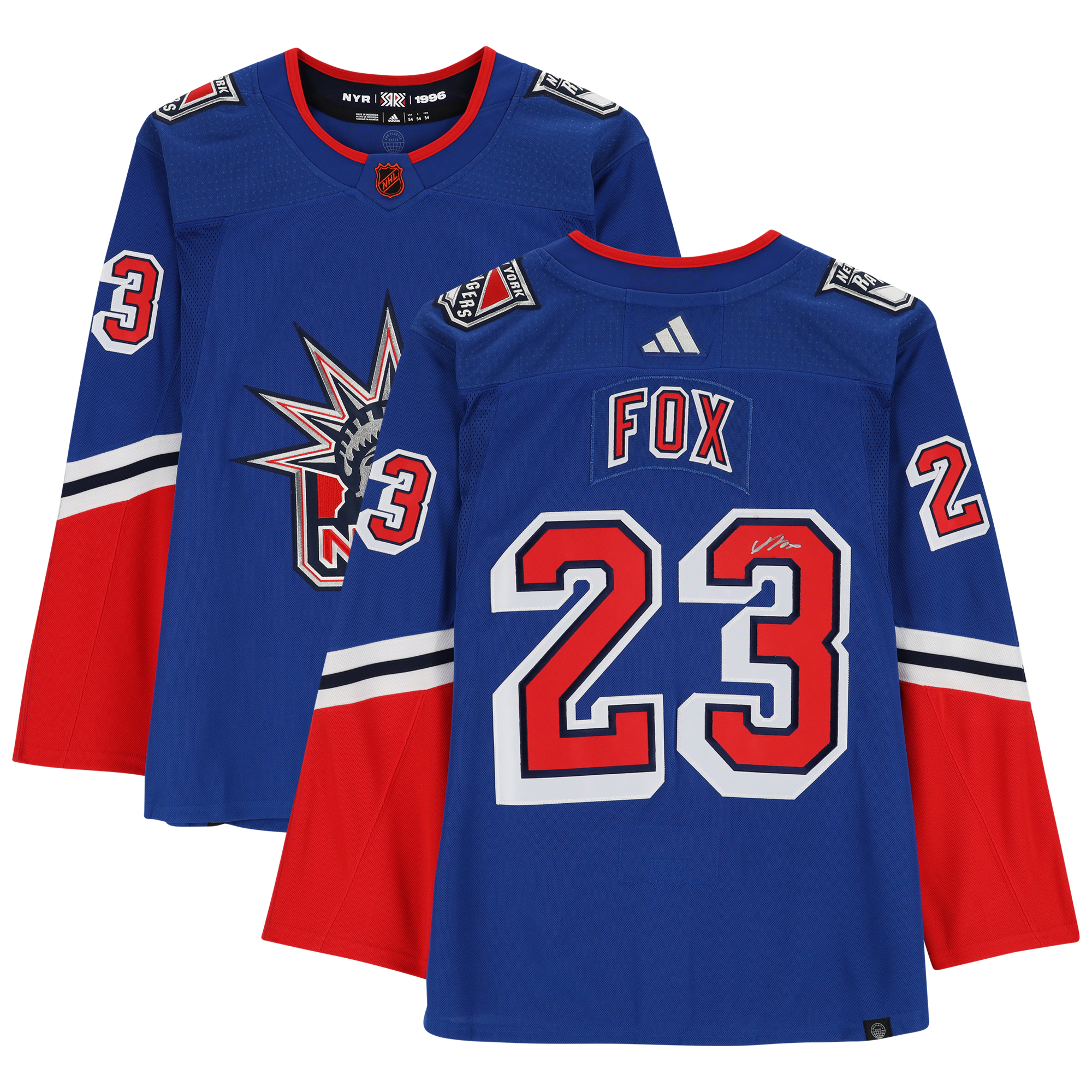 Adam Fox New York Rangers Autographed 2022-23 Reverse Retro Adidas