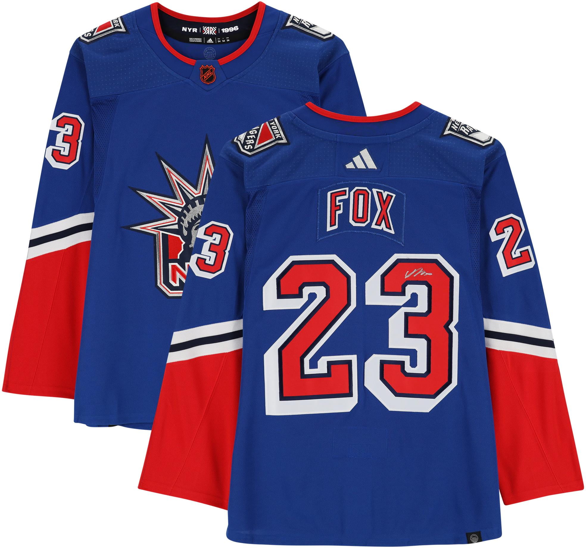 Adam Fox New York Rangers Autographed 2022-23 Reverse Retro Adidas