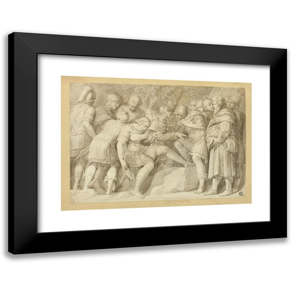 Adam Friedrich Oeser 14x11 Black Modern Framed Museum Art Print Titled - The Death of Scipio