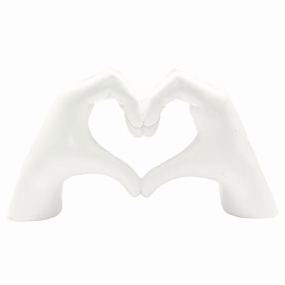 Adam & Friends Home Decor Heart Sign Hands Sculpture | 1-Piece | White