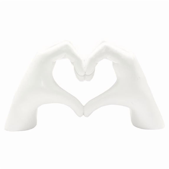 Adam & Friends Home Decor Heart Sign Hands Sculpture | 1-Piece | White