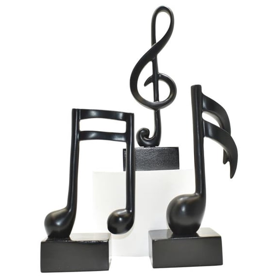 Lifestyle Brands 676685054319 Adam & Friends Home Decor Muscial Notes, 16Th, Double 16Th & Treble Clef Sculpture | 3-Piece | Black
