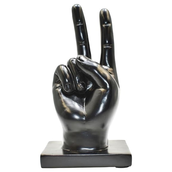 Adam & Friends Home Decor Peace Sign Sculpture 1-Piece Black