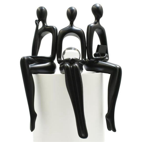 Adam & Friends Home Decor Shelf Sitters - Thinker - Fortune Teller - Reader Sculpture 3-Piece Black