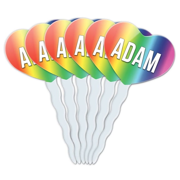 Adam Heart Love Cupcake Picks Toppers - Set of 6
