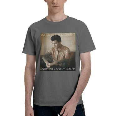 Adam Lambert Trendsetting Men’s T-Shirt Cotton Short-Sleeve Crew Neck Shirt Gray 4X-Large