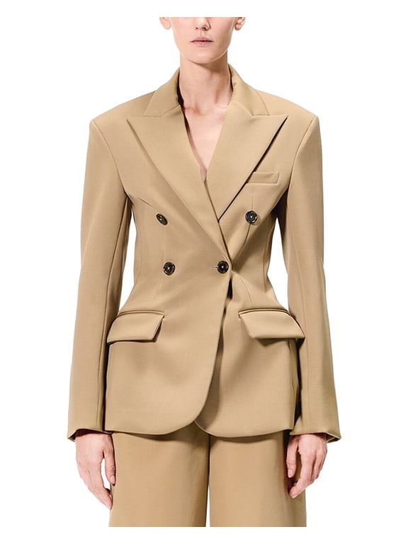 womens Luca Wool-Blend Jacket, 14, Beige
