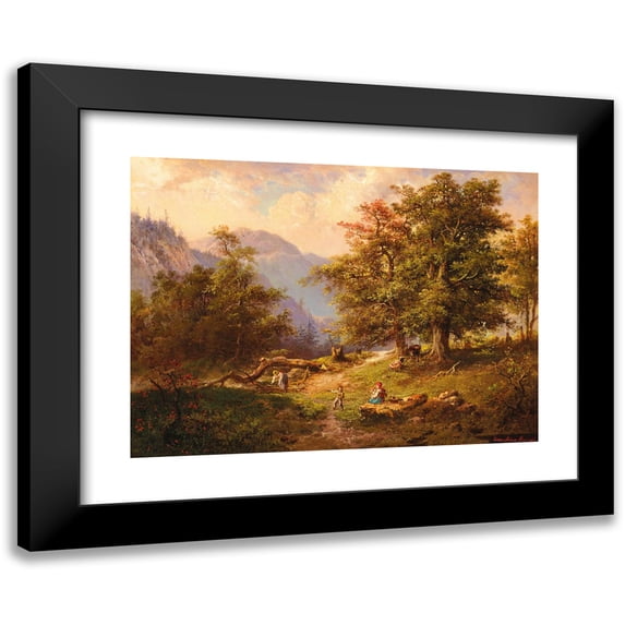 Adam Malinowski 14x11 Black Modern Framed Museum Art Print Titled - Resting in the Forest (1870)