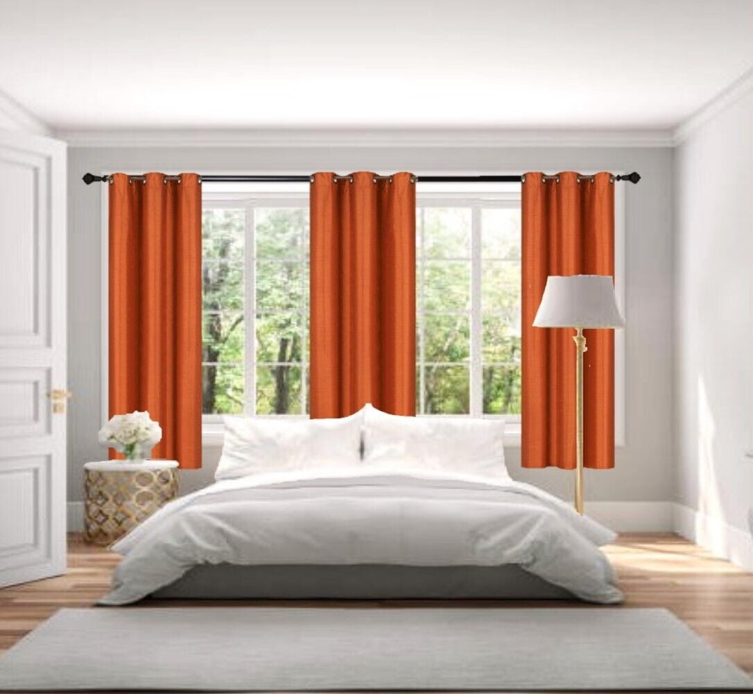 Adam Orange Color Set of 2 Panels Drapes Thermal Blackout Noise Reduce 100 privacy Window