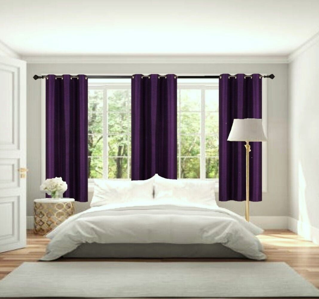 Adam Plum Color Set of 2 Panels Drapes Thermal Blackout Noise Reduce 100 privacy Window Curtain