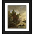 thumbnail image 1 of Adam Pynacker 12x14 Black Ornate Wood Framed Double Matted Museum Art Print Titled: Bay with a Rocky Coast, 1 of 5