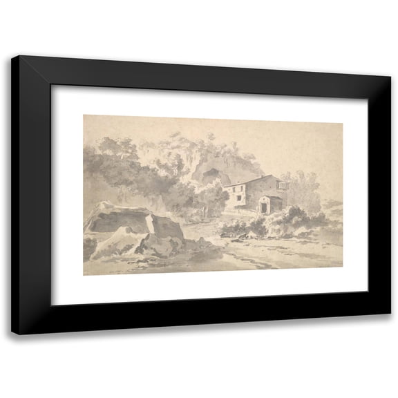Adam Pynacker 14x11 Black Modern Framed Museum Art Print Titled - A House on a Hillside in a Southern Landscape (Mid-17th Century)