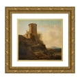 thumbnail image 1 of Adam Pynacker 16x15 Gold Ornate Wood Frame and Double Matted Museum Art Print Titled - Italian Mountain Landscape with Castle Ruin, Animals and Figures (First Half of 17th Century), 1 of 4