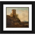 thumbnail image 1 of Adam Pynacker 22x20 Black Ornate Framed Double Matted Museum Art Print Titled: Italian Mountain Landscape with Castle Ruin, Animals and Figures (First Half of 17th Century), 1 of 5