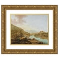 thumbnail image 1 of Adam Pynacker 24x20 Gold Ornate Framed and Double Matted Museum Art Print Titled - An Extensive Italianate River Landscape, 1 of 4