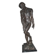 Adam Replica by Rodin Bronze Statue - Size 12"L x 12"W x 36"H.
