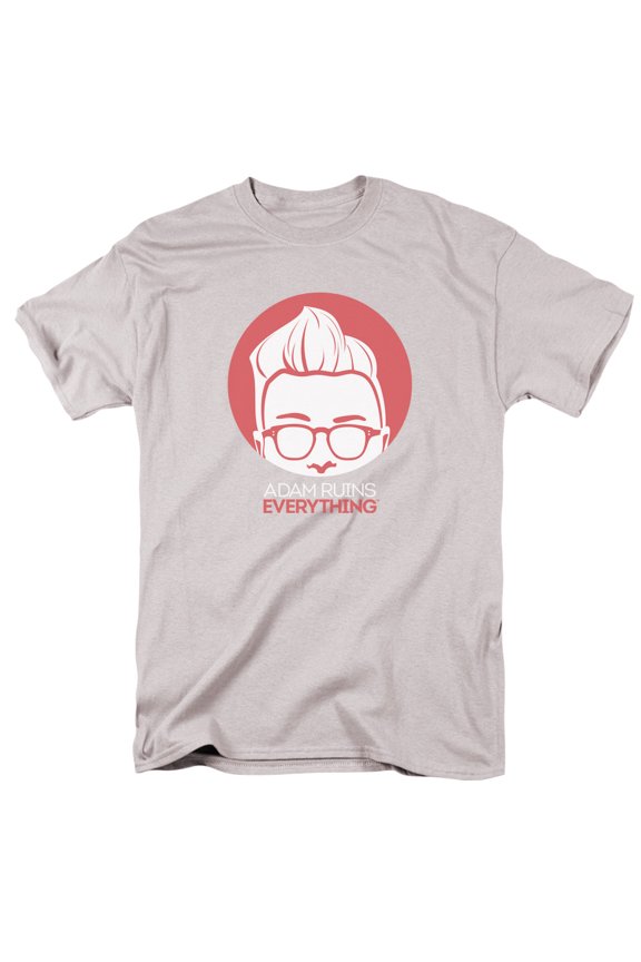 Adam Ruins Everything Circle Caricature Logo S/S Adult 18/1 T-Shirt Silver