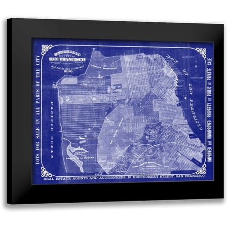 Adam Shaw Cartography 14x12 Black Modern Framed Museum Art Print Titled - San Francisco Blueprint