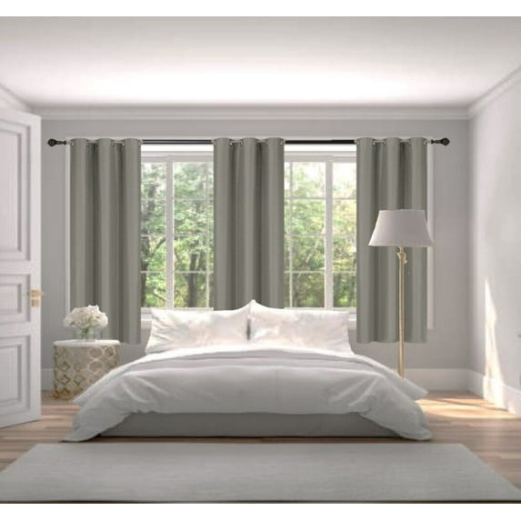 Adam Silver Color Set of 2 Panels Drapes Thermal Blackout Noise Reduce 100% privacy Window Curtain Grommets Home Décor 63" Long