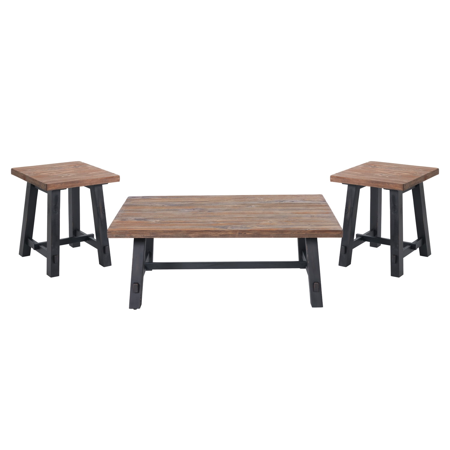 Alaterre Furniture Adam 3-Piece Solid Wood Living Room Table Set with 42 in. Coffee Table