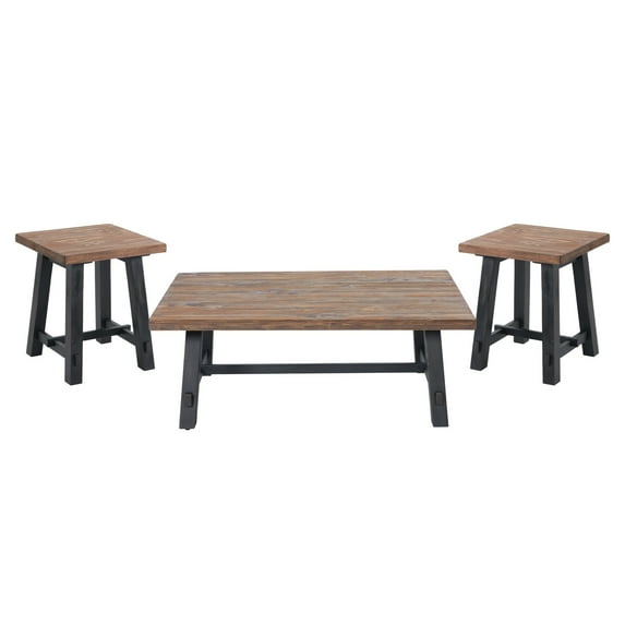 Alaterre Furniture Adam 3-Piece Solid Wood Living Room Table Set with 42 in. Coffee Table