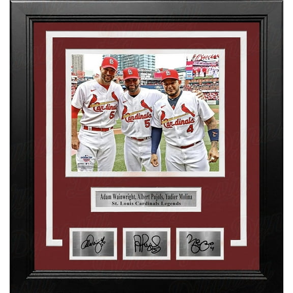 Adam Wainwright, Albert Pujols, & Yadier Molina St. Louis Cardinals 8" x 10" Framed Baseball Photo with Engraved Autographs