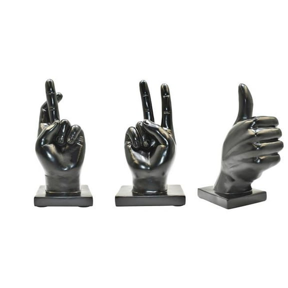 Adam and Friends Fingers Crossed Peace Sign Thumbs Up Sculpture 3-Piece