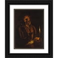 thumbnail image 1 of Adam de Coster 11x14 Black Ornate Wood Framed Double Matted Museum Art Print Titled: Old Man Holding a Candle and a Glass, 1 of 5