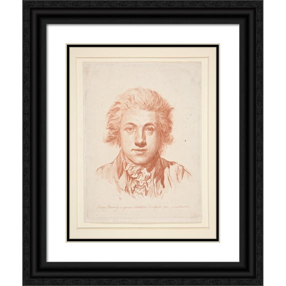 Adam von Bartsch 12x14 Black Ornate Wood Framed Double Matted Museum Art Print Titled: Self-Portrait (1785)