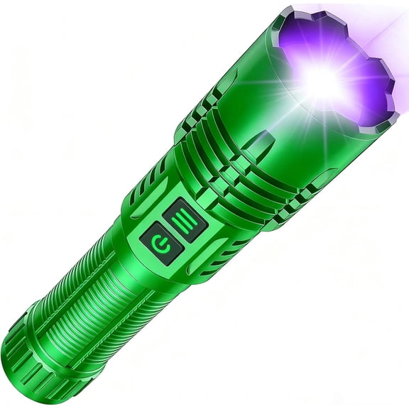 AdamStar UV&High Lumens Flashlight Rechargeable, 2-in-1 Powerful Blacklight LED Flashlight Tactical 6 Modes Super Bright Waterproof Zoomable Detector for Pet Urine Curing Resin Camping