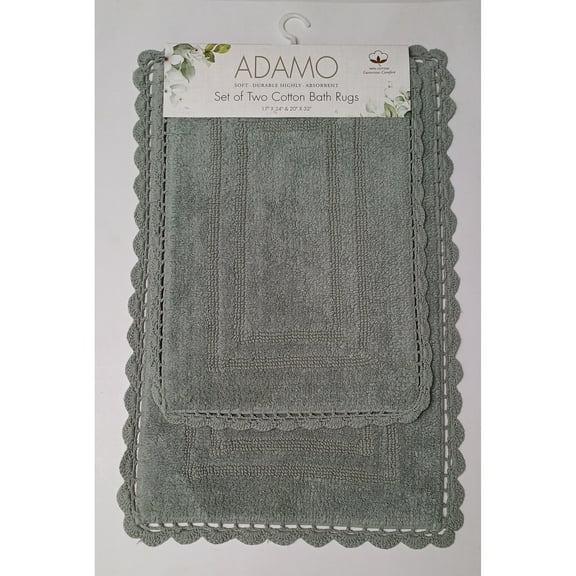 Adamo 2pc Cotton Bath Rug Set Grey