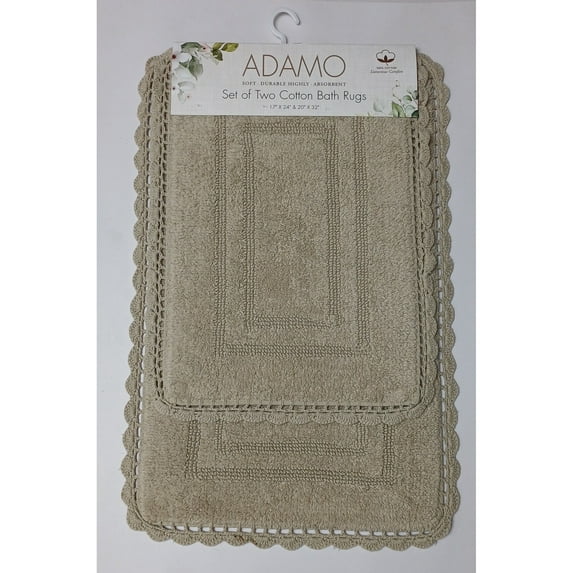 Adamo 2pc Cotton Bath Rug Set Taupe