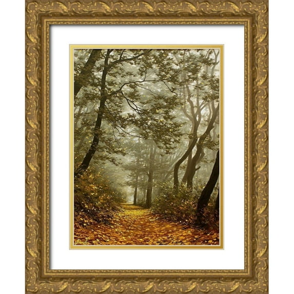 Adamov, Alexey 19x24 Gold Ornate Wood Framed with Double Matting Museum Art Print Titled - The Fog in Wood II