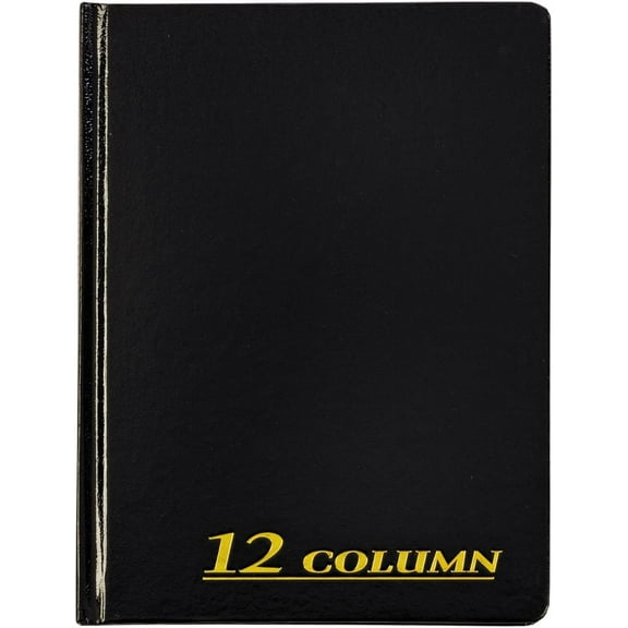 Adams 12-Column Account Record Book, 7" x 9 1/4", Black